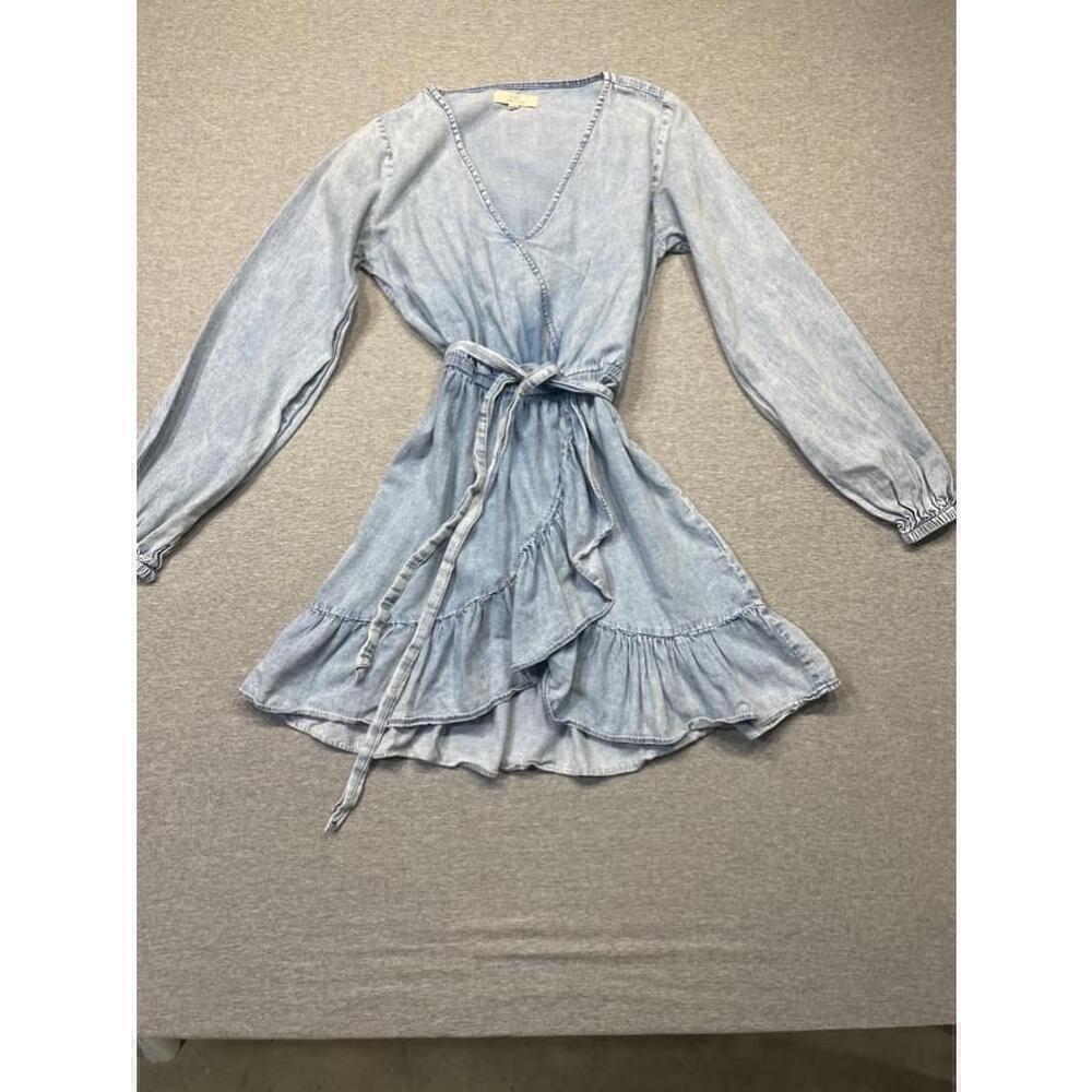 Women's Chelsea & Violet Blue Denim Wrap Dress Size XS